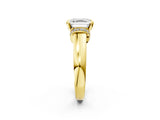 Yellow gold Asscher Solitaire Diamond Ring with Pave Band and Six-Prong Setting_37