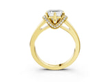 Yellow gold Asscher Solitaire Diamond Ring with Pave Band and Six-Prong Setting_38