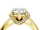 Yellow gold Asscher Solitaire Diamond Ring with Pave Band and Six-Prong Setting_39