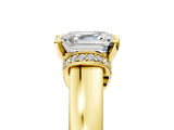 Yellow gold Asscher Solitaire Diamond Ring with Pave Band and Six-Prong Setting_40