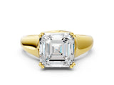 Yellow gold Asscher Solitaire Diamond Ring with Six-Prong Cathedral Setting_33