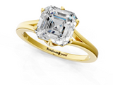 Yellow gold Asscher Solitaire Diamond Ring with Six-Prong Setting and Tapered Band_28