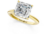 Yellow gold Asscher Solitaire Diamond Ring with Six-Prong Setting on a Classic Band 1