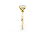 Yellow gold Asscher Solitaire Diamond Ring with Six-Prong Setting on a Classic Band 2