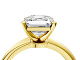 Yellow gold Asscher Solitaire Diamond Ring with Six-Prong Setting on a Classic Band 4