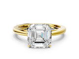Yellow gold Asscher Solitaire Diamond Ring with Split Shank and Four-Prong Setting_12