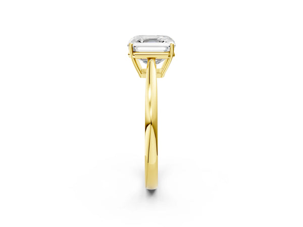 Yellow gold Asscher Solitaire Diamond Ring with Split Shank and Four-Prong Setting