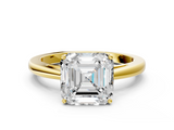 Yellow gold Asscher Solitaire Diamond Ring with Split Shank and Four-Prong Setting_37