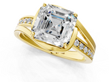 Yellow gold Asscher Solitaire Diamond Ring with Split Shank and Prong Setting_5