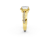 Yellow gold Asscher Solitaire Diamond Ring with Split Shank and Prong Setting_6