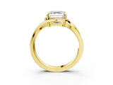 Yellow gold Asscher Solitaire Diamond Ring with Split Shank and Prong Setting_7