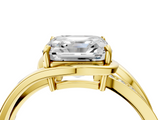 Yellow gold Asscher Solitaire Diamond Ring with Split Shank and Prong Setting_8
