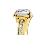 Yellow gold Asscher Solitaire Diamond Ring with Split Shank and Prong Setting_9