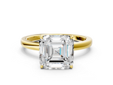 Yellow gold Asscher Solitaire Diamond Ring with Thin Band and Four-Prong Setting_37