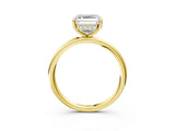 Yellow gold Asscher Solitaire Diamond Ring with a Classic Band and Four-Prong Setting 3