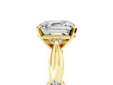 Yellow gold Asscher Solitaire Diamond Twisted Band with Four-Prong Setting_12