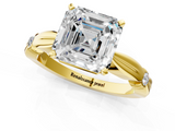 Yellow gold Asscher Solitaire Diamond Twisted Band with Four-Prong Setting_8