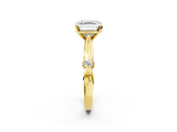 Yellow gold Asscher Solitaire Diamond Twisted Band with Four-Prong Setting_9