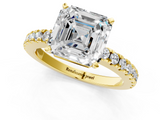 Yellow gold Asscher Solitaire Diamond with Pavé Band and Four-Prong Setting_24