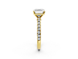 Yellow gold Asscher Solitaire Diamond with Pavé Band and Four-Prong Setting_25