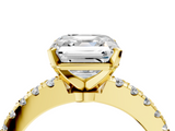 Yellow gold Asscher Solitaire Diamond with Pavé Band and Four-Prong Setting_27