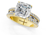 Yellow gold Asscher Solitaire Diamond with Pave and Channel Set Band_23