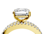 Yellow gold Asscher Solitaire Diamond with Pave and Channel Set Band_26