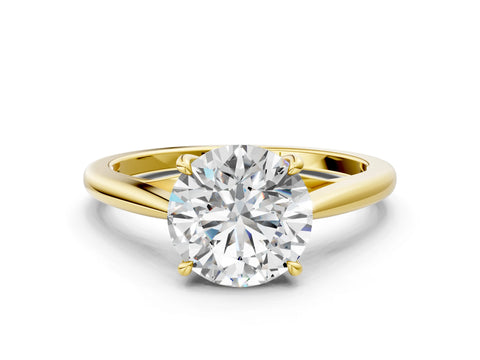 Yellow gold Asscher Solitaire Engagement Ring with Four-Prong Setting and Classic Band