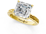Yellow gold Asscher Solitaire Engagement Ring with Scrollwork Band and Four-Prong Setting_24