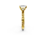Yellow gold Asscher Solitaire Engagement Ring with Scrollwork Band and Four-Prong Setting_25