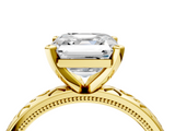 Yellow gold Asscher Solitaire Engagement Ring with Scrollwork Band and Four-Prong Setting_27