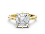 Yellow gold Asscher Solitaire Engagement Ring with Six-Prong Setting and Classic Band 1