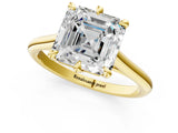 Yellow gold Asscher Solitaire Engagement Ring with Six-Prong Setting and Classic Band 2