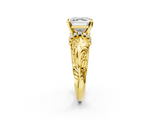 Yellow gold Asscher Solitaire Filigree Engagement Ring with Halo and Prong Setting_24