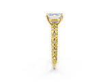 Yellow gold Asscher Solitaire Floral Milgrain Engagement Ring_32