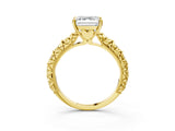 Yellow gold Asscher Solitaire Floral Milgrain Engagement Ring_33