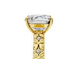 Yellow gold Asscher Solitaire Floral Milgrain Engagement Ring_35