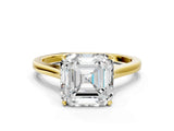 Yellow gold Asscher Solitaire Heart Prong Engagement Ring with Tapered Band_87