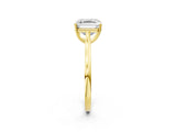 Yellow gold Asscher Solitaire Heart Prong Engagement Ring with Tapered Band_89