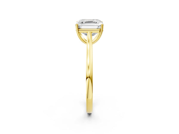 Yellow gold Asscher Solitaire Heart Prong Engagement Ring with Tapered Band