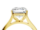 Yellow gold Asscher Solitaire Heart Prong Engagement Ring with Tapered Band_91