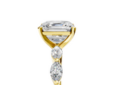 Yellow gold Asscher Solitaire Marquise Side Stone Prong Setting Ring_12