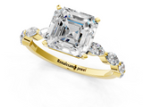Yellow gold Asscher Solitaire Marquise Side Stone Prong Setting Ring_8