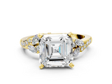 Yellow gold Asscher Solitaire Marquise Twist Band with Six-Prong Setting_7
