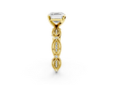 Yellow gold Asscher Solitaire Milgrain Diamond Engagement Ring with Bezel and Marquise Band_8