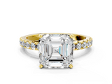 Yellow gold Asscher Solitaire Pavé Band with Four-Prong Setting_27