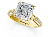Yellow gold Asscher Solitaire Pavé Diamond Engagement Ring with Four-Prong Setting_24