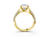 Yellow gold Asscher Solitaire Pavé Diamond Engagement Ring with Four-Prong Setting_26
