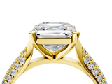 Yellow gold Asscher Solitaire Pavé Diamond Engagement Ring with Four-Prong Setting_27