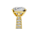 Yellow gold Asscher Solitaire Pavé Diamond Engagement Ring with Four-Prong Setting_28